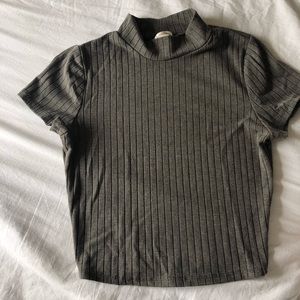 Green Crop Top with Mock Neck
